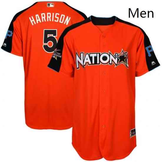 Mens Majestic Pittsburgh Pirates 5 Josh Harrison Replica Orange National League 2017 MLB All Star MLB Jersey